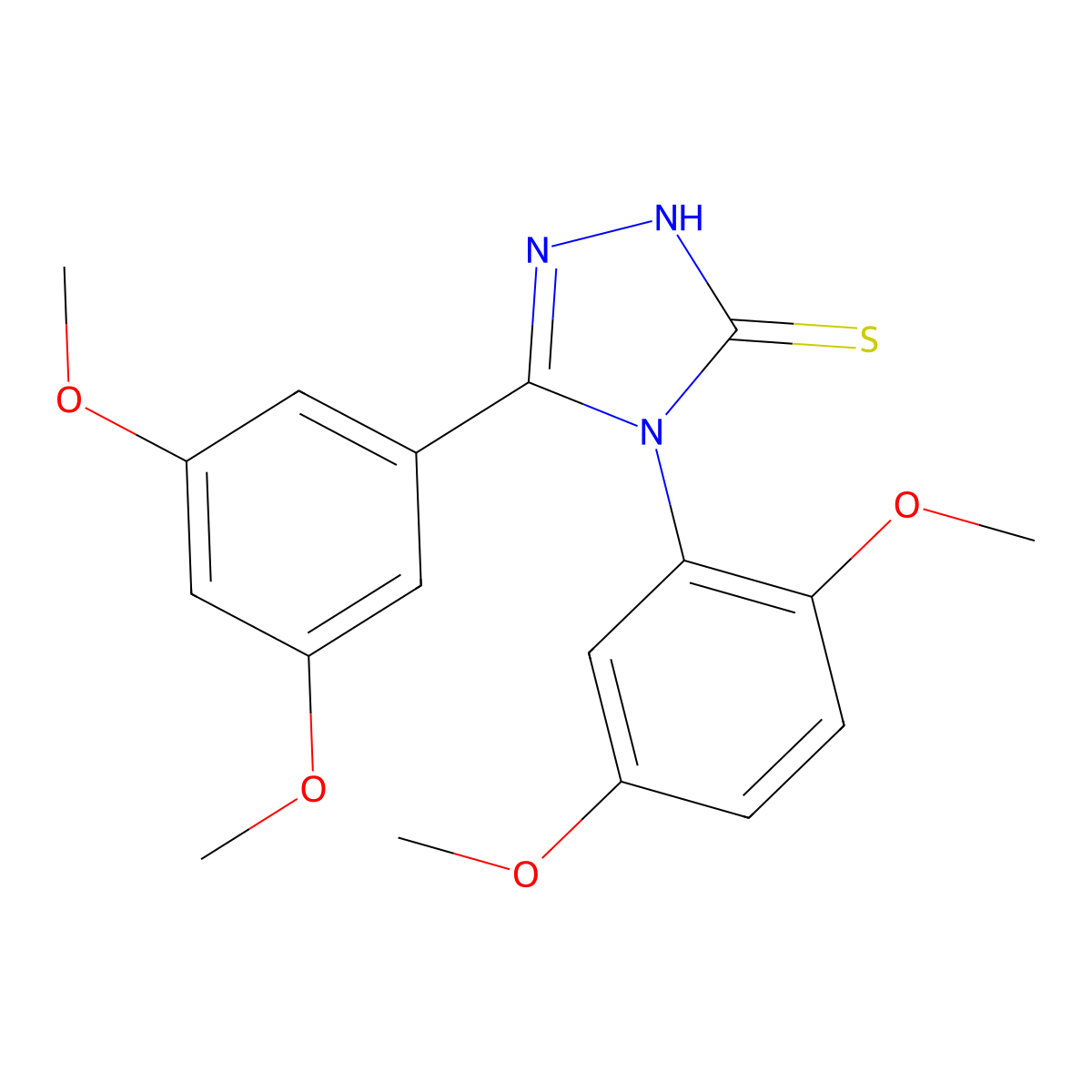 4-(2,5-dimethoxyphenyl)-3-(3,5-dimethoxyphenyl)-1H-1,2,4-triazole-5-thione molecular structure, CAS 488744-50-9