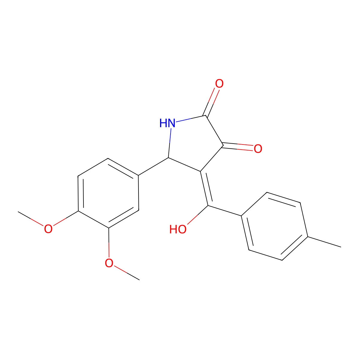 5-(3,4-Dimethoxyphenyl)-4-[hydroxy-(4-methylphenyl)methylidene]pyrrolidine-2,3-dione molecular structure, CAS 488744-68-9
