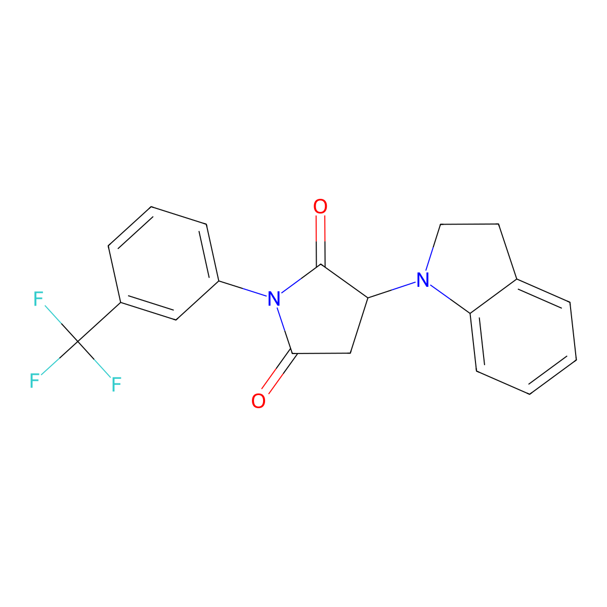 3-(2,3-dihydro-1H-indol-1-yl)-1-[3-(trifluoromethyl)phenyl]pyrrolidine-2,5-dione molecular structure, CAS 488744-69-0