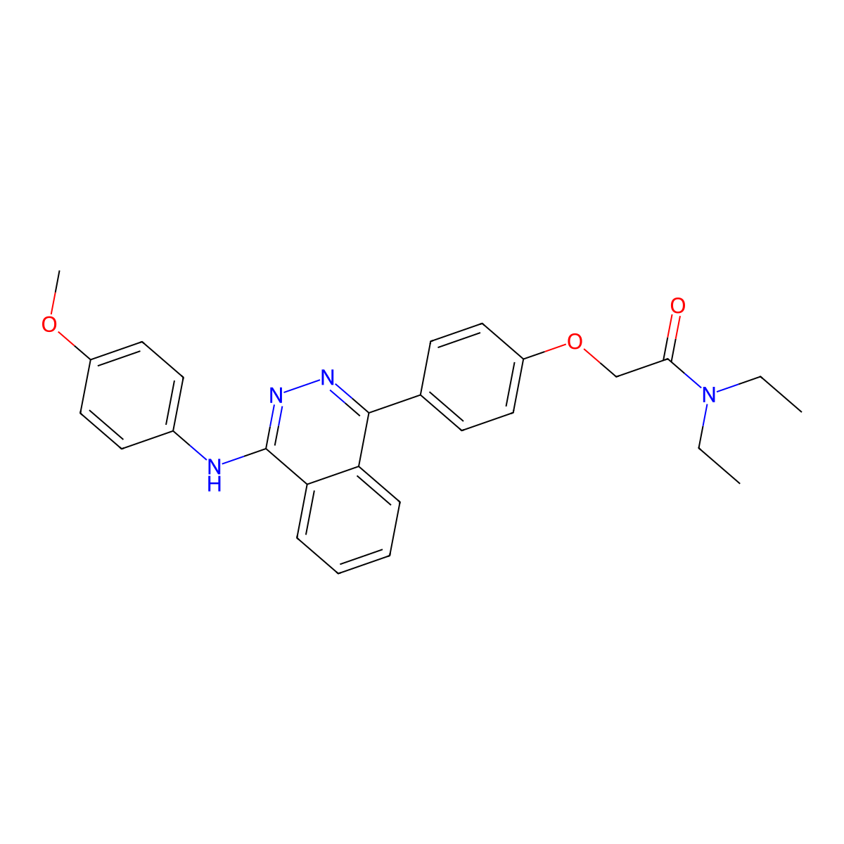 N,N-diethyl-2-[4-[4-(4-methoxyanilino)phthalazin-1-yl]phenoxy]acetamide molecular structure, CAS 488745-03-5