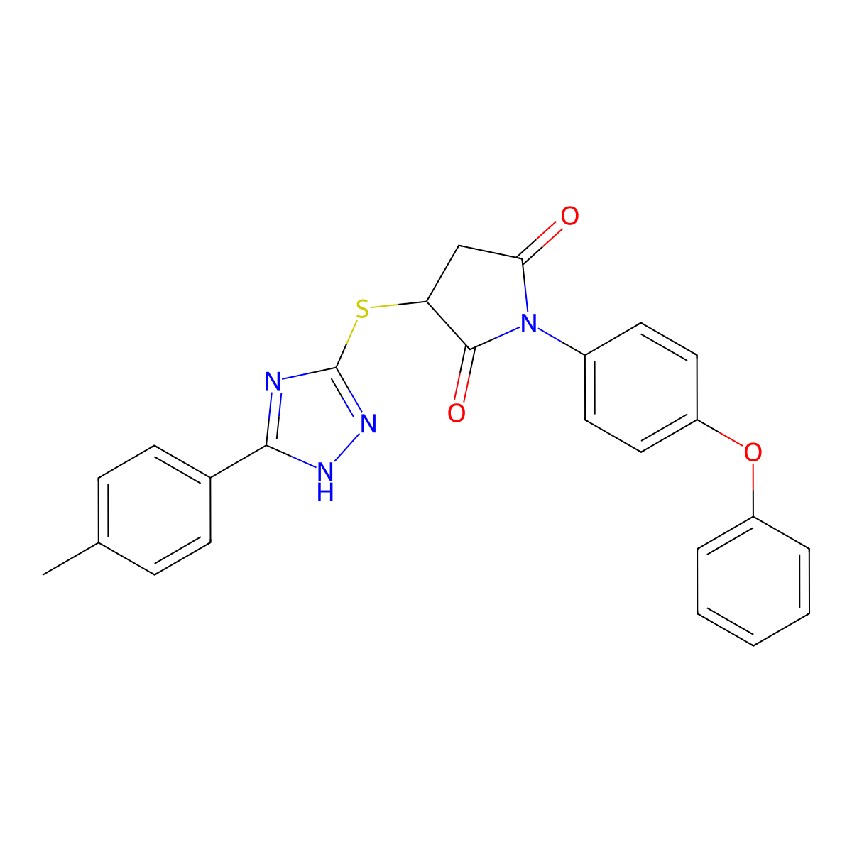 3-{[5-(4-methylphenyl)-4H-1,2,4-triazol-3-yl]sulfanyl}-1-(4-phenoxyphenyl)pyrrolidine-2,5-dione molecular structure, CAS 488746-13-0