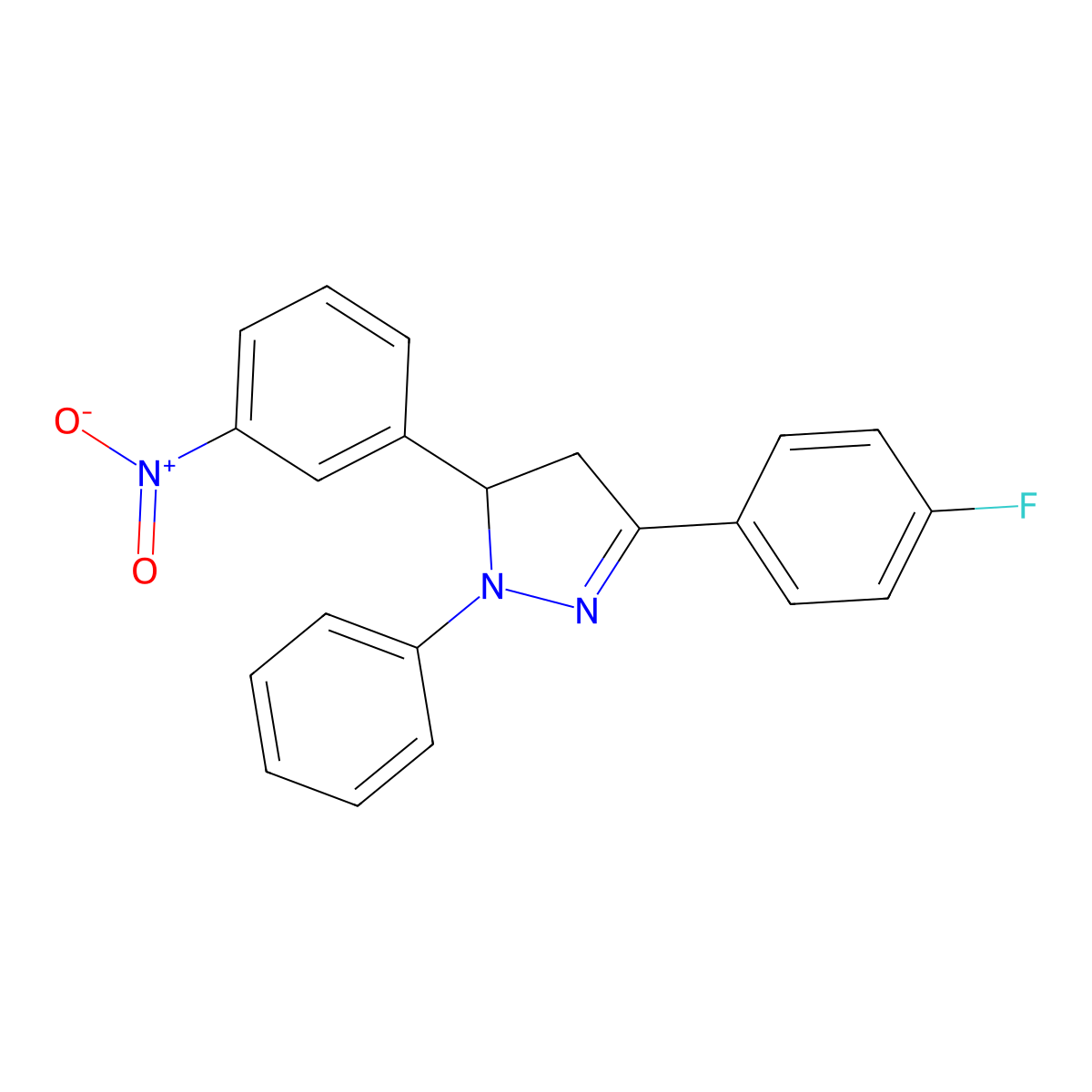 5-(4-Fluorophenyl)-3-(3-nitrophenyl)-2-phenyl-3,4-dihydropyrazole molecular structure, CAS 488746-25-4