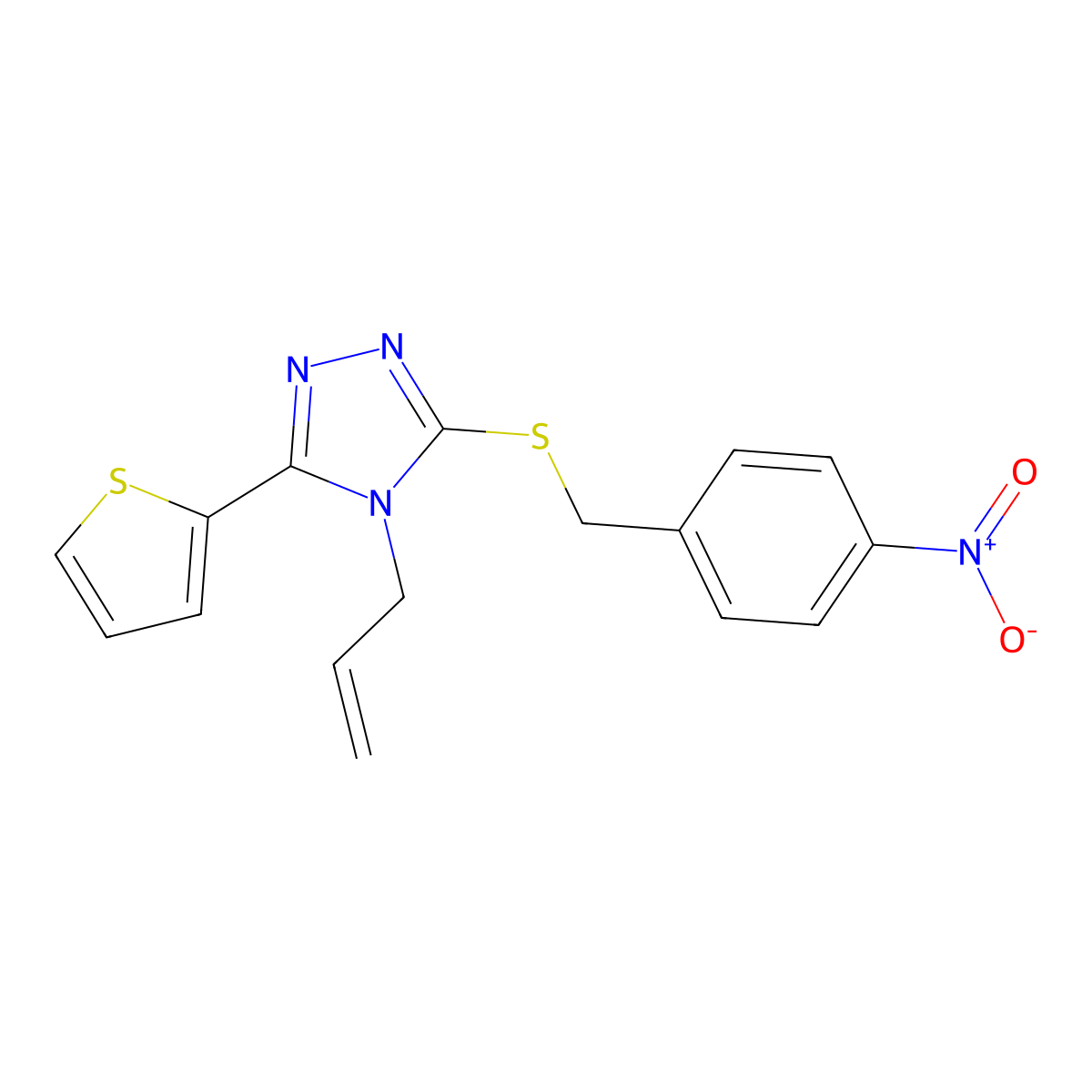 3-[(4-Nitrophenyl)methylthio]-4-prop-2-enyl-5-(2-thienyl)-1,2,4-triazole molecular structure, CAS 488746-46-9