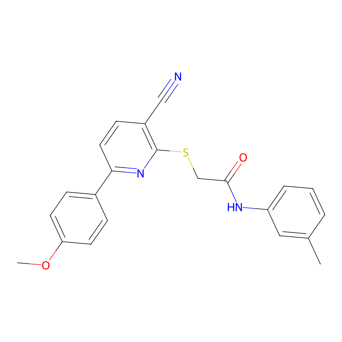 2-{[3-cyano-6-(4-methoxyphenyl)pyridin-2-yl]sulfanyl}-N-(3-methylphenyl)acetamide molecular structure, CAS 488746-80-1