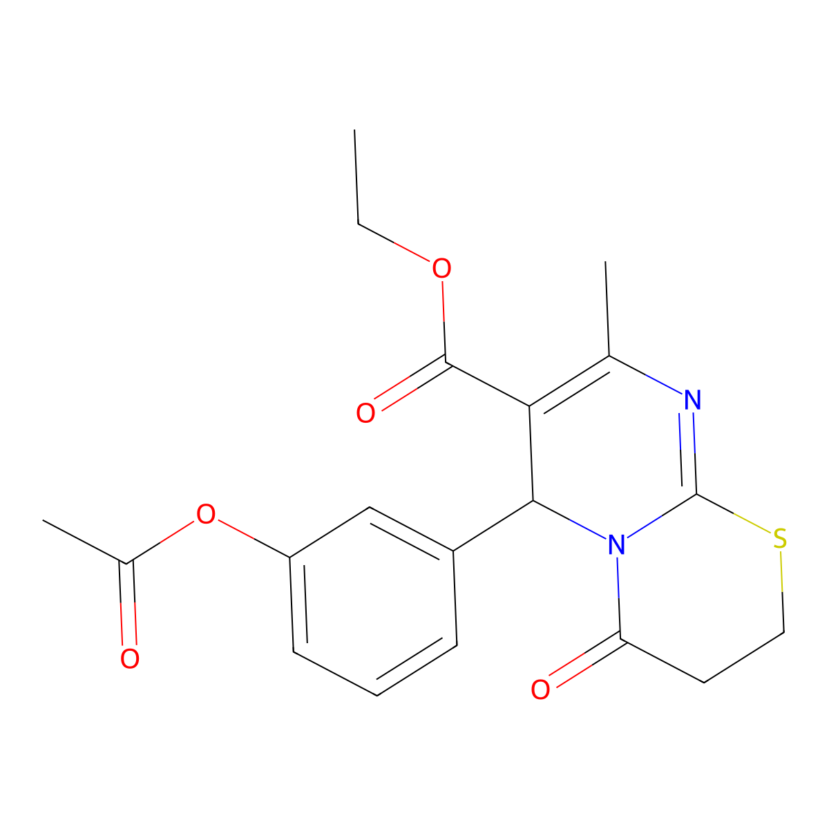 Ethyl 6-(3-acetoxyphenyl)-8-methyl-4-oxo-2,3,4,6-tetrahydropyrimido[2,1-b][1,3]thiazine-7-carboxylate molecular structure, CAS 488747-44-0
