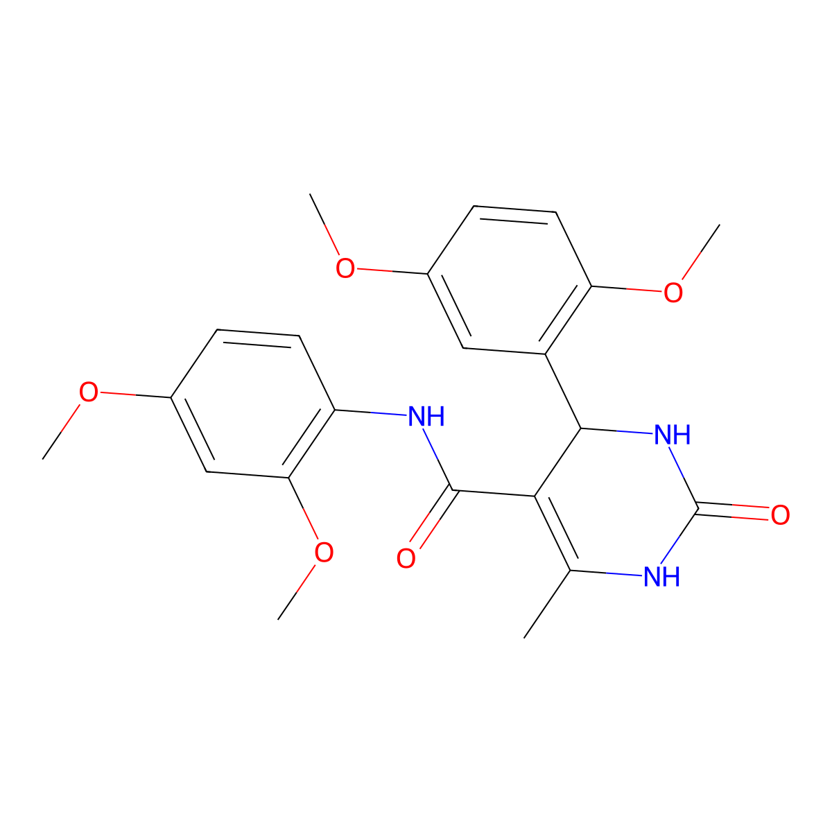 N-(2,4-dimethoxyphenyl)-4-(2,5-dimethoxyphenyl)-6-methyl-2-oxo-1,2,3,4-tetrahydropyrimidine-5-carboxamide molecular structure, CAS 488747-62-2