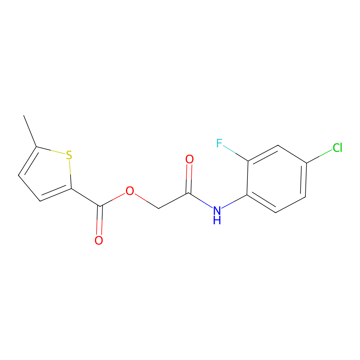 [2-(4-Chloro-2-fluoroanilino)-2-oxoethyl] 5-methylthiophene-2-carboxylate molecular structure, CAS 488750-77-2
