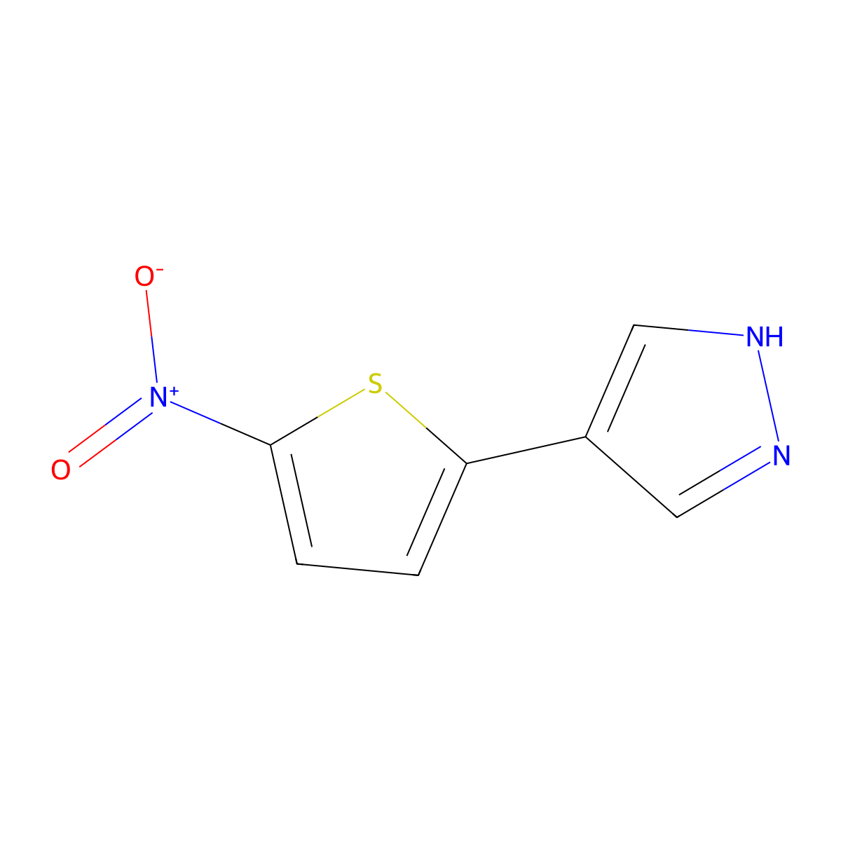4-(5-nitrothiophen-2-yl)-1H-pyrazole molecular structure, CAS 488782-31-6