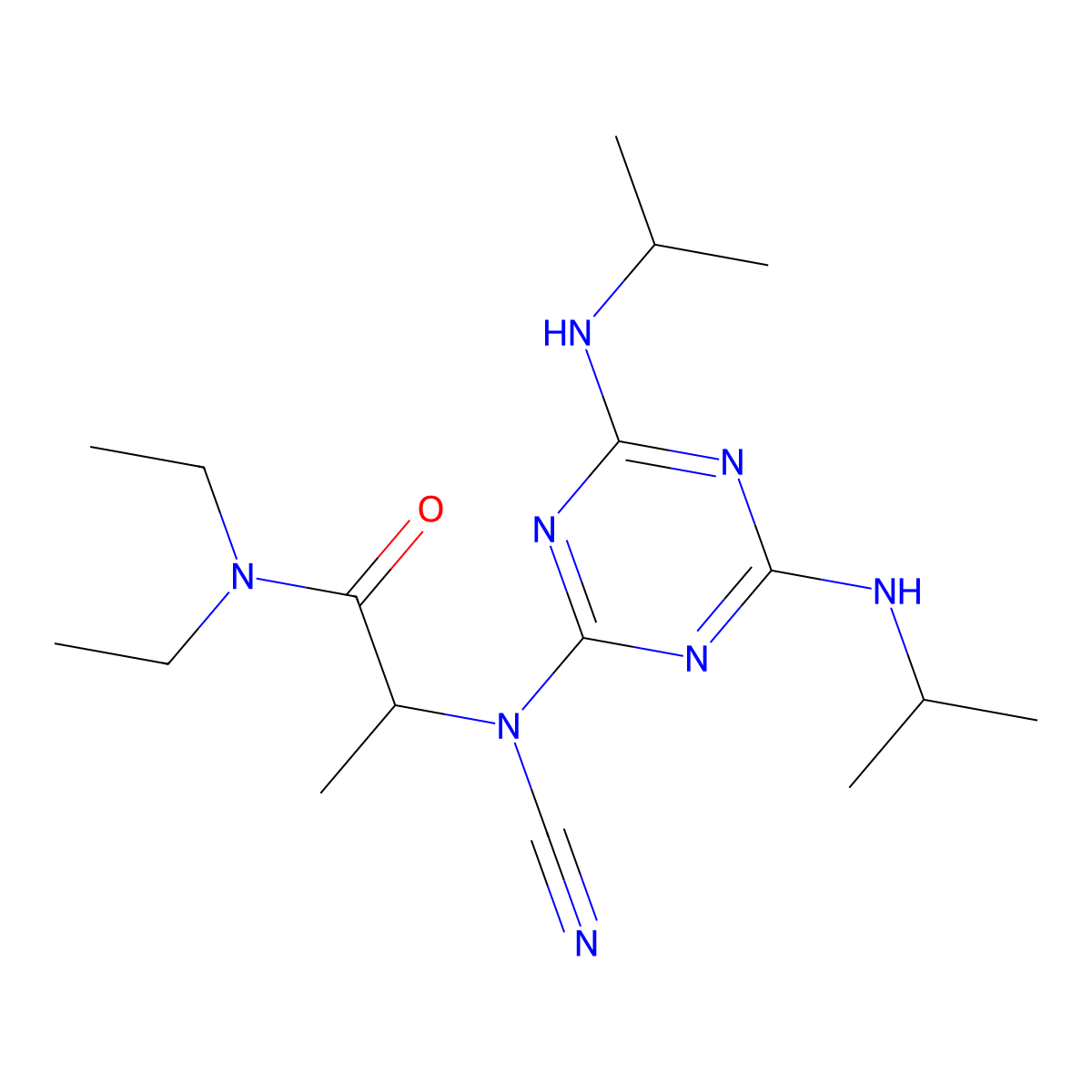 2-[[4,6-bis(isopropylamino)-1,3,5-triazin-2-yl](cyano)amino]-N,N-diethylpropanamide molecular structure, CAS 488782-63-4