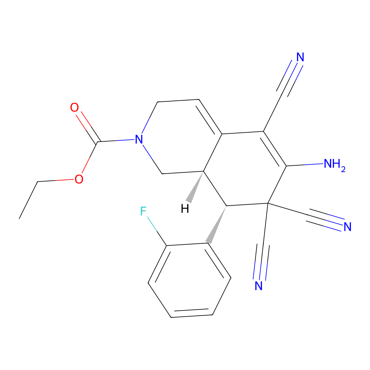 ethyl 6-amino-5,7,7-tricyano-8-(2-fluorophenyl)-3,7,8,8a-tetrahydro-2(1H)-isoquinolinecarboxylate molecular structure, CAS 488783-66-0
