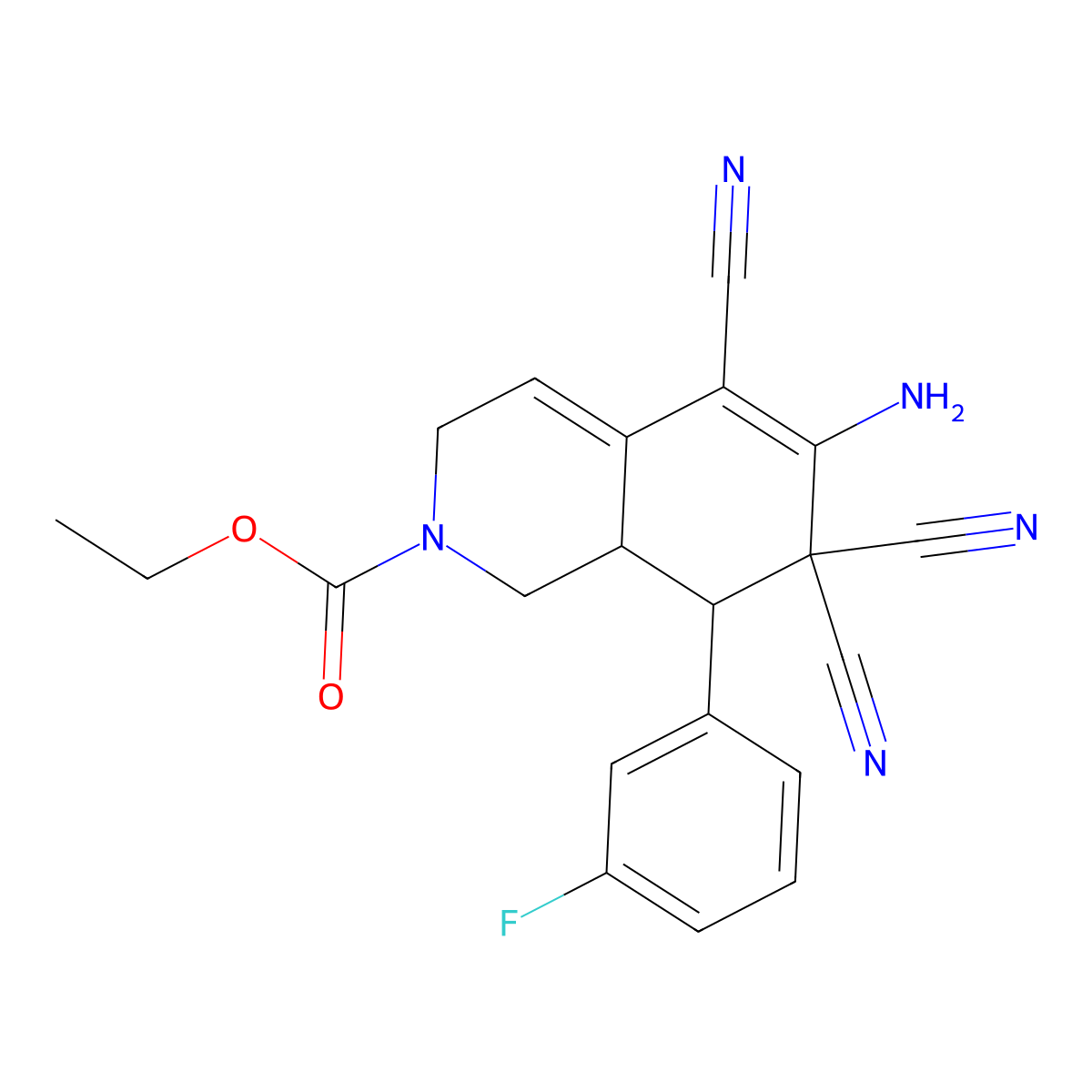 ethyl 6-amino-5,7,7-tricyano-8-(3-fluorophenyl)-3,7,8,8a-tetrahydro-2(1H)-isoquinolinecarboxylate molecular structure, CAS 488783-67-1