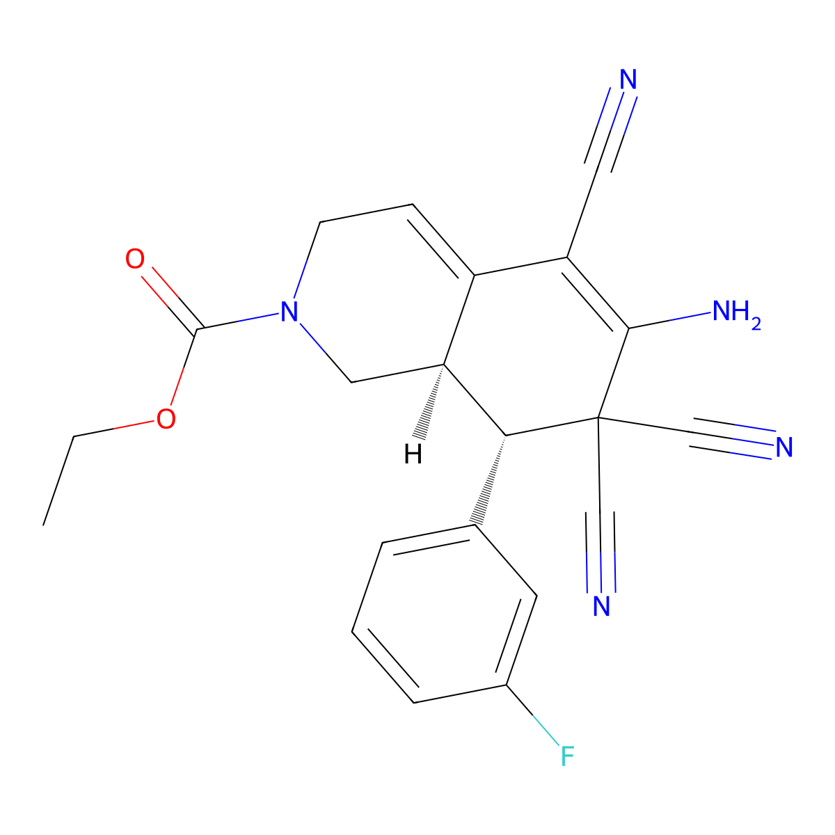 ethyl 6-amino-5,7,7-tricyano-8-(3-fluorophenyl)-3,7,8,8a-tetrahydro-2(1H)-isoquinolinecarboxylate molecular structure, CAS 488783-67-1