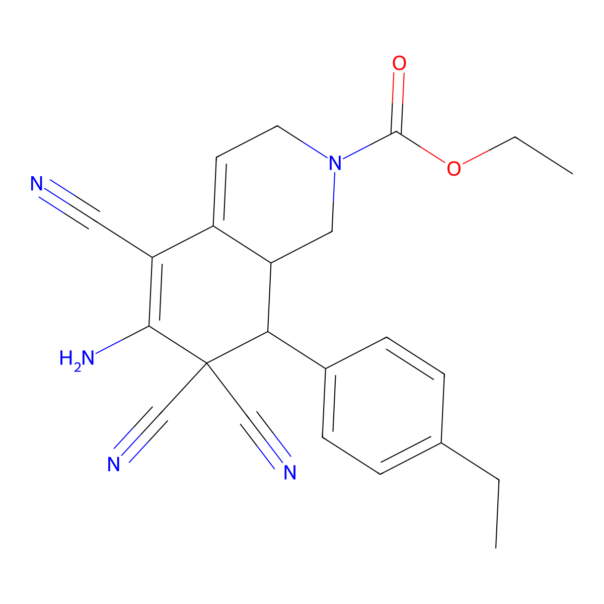 ethyl 6-amino-5,7,7-tricyano-8-(4-ethylphenyl)-3,7,8,8a-tetrahydro-2(1H)-isoquinolinecarboxylate molecular structure, CAS 488783-73-9