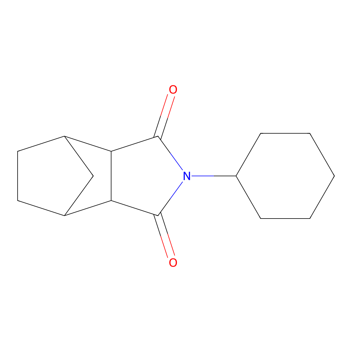 2-cyclohexylhexahydro-1H-4,7-methanoisoindole-1,3(2H)-dione molecular structure, CAS 488785-88-2