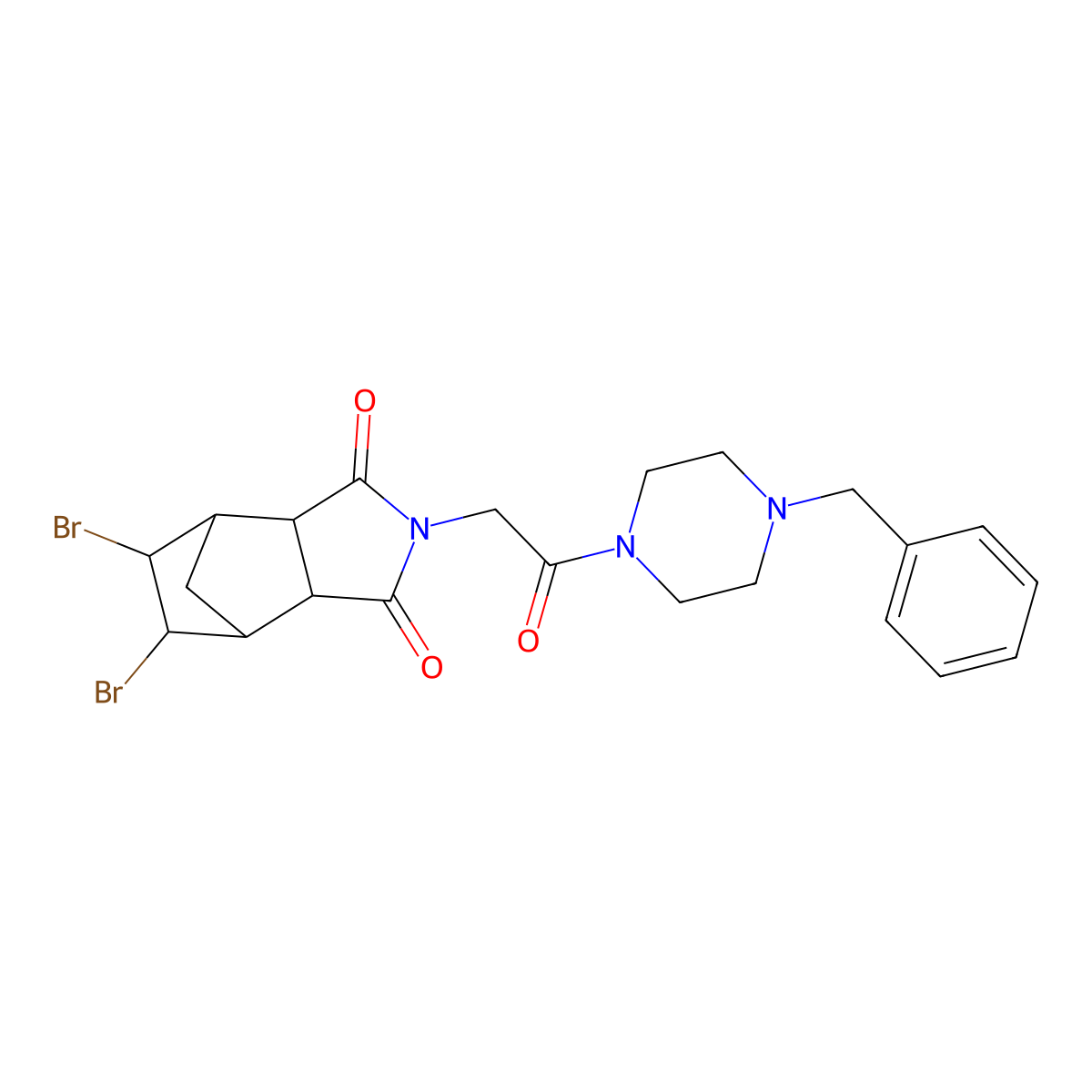 4-[2-(4-Benzyl-1-piperazinyl)-2-oxoethyl]-8,9-dibromo-4-azatricyclo[5.2.1.0~2,6~]decane-3,5-dione molecular structure, CAS 488786-61-4