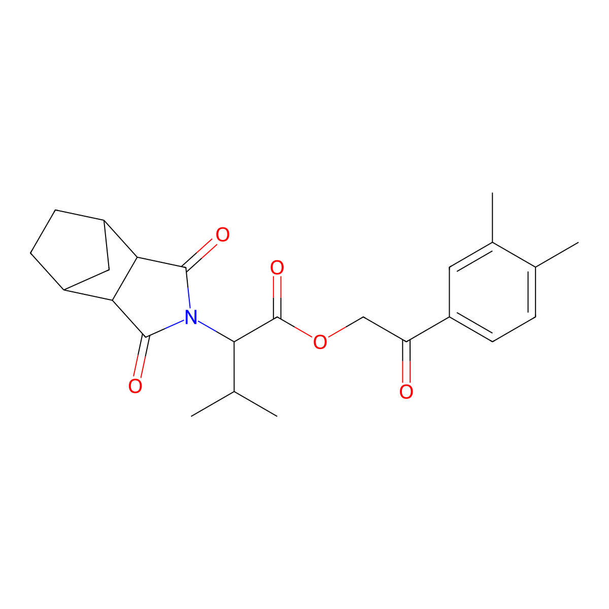 2-(3,4-dimethylphenyl)-2-oxoethyl 2-(1,3-dioxooctahydro-2H-4,7-methanoisoindol-2-yl)-3-methylbutanoate molecular structure, CAS 488786-79-4