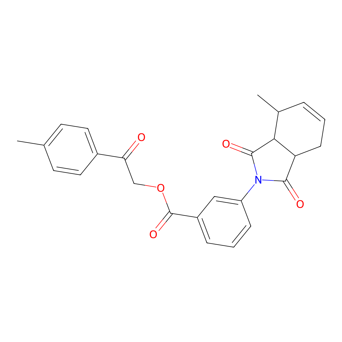2-(4-methylphenyl)-2-oxoethyl 3-(4-methyl-1,3-dioxo-1,3,3a,4,7,7a-hexahydro-2H-isoindol-2-yl)benzoate molecular structure, CAS 488787-23-1