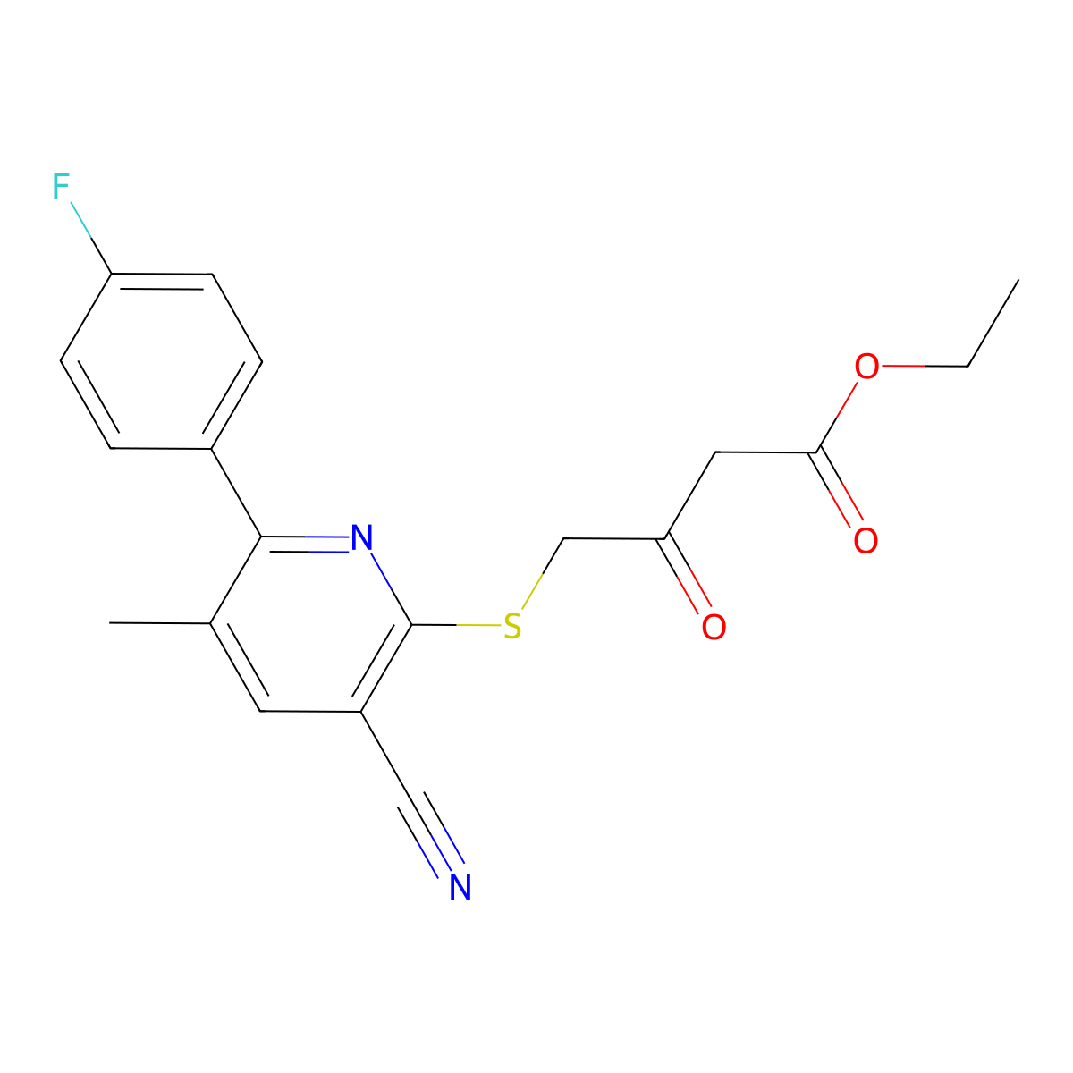 Ethyl 4-{[3-cyano-6-(4-fluorophenyl)-5-methylpyridin-2-yl]sulfanyl}-3-oxobutanoate molecular structure, CAS 488792-85-4