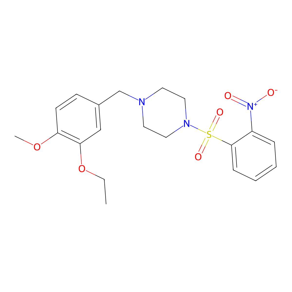 1-(3-Ethoxy-4-methoxybenzyl)-4-[(2-nitrophenyl)sulfonyl]piperazine molecular structure, CAS 488793-06-2