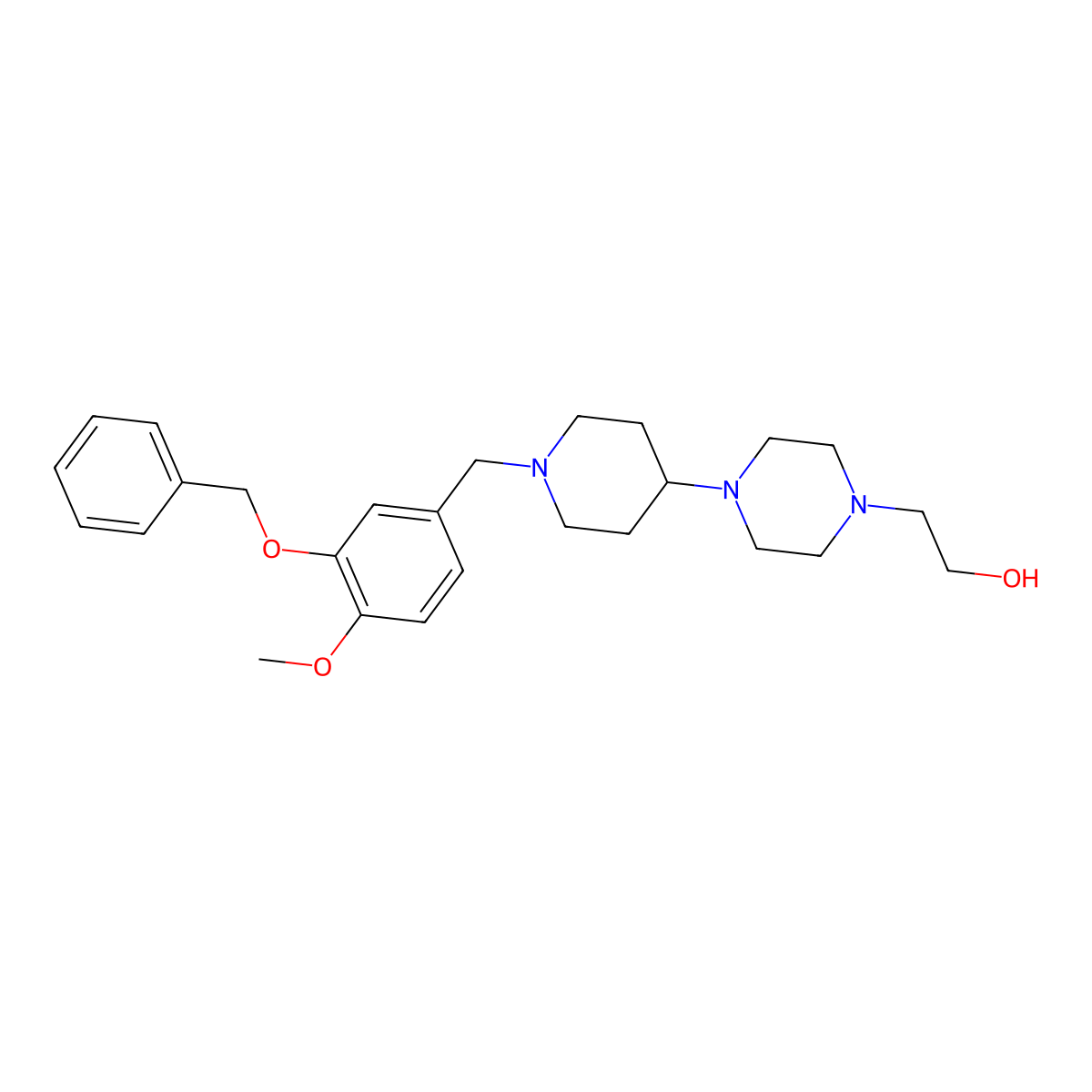 2-[4-[1-[(4-Methoxy-3-phenylmethoxyphenyl)methyl]piperidin-4-yl]piperazin-1-yl]ethanol molecular structure, CAS 488793-34-6