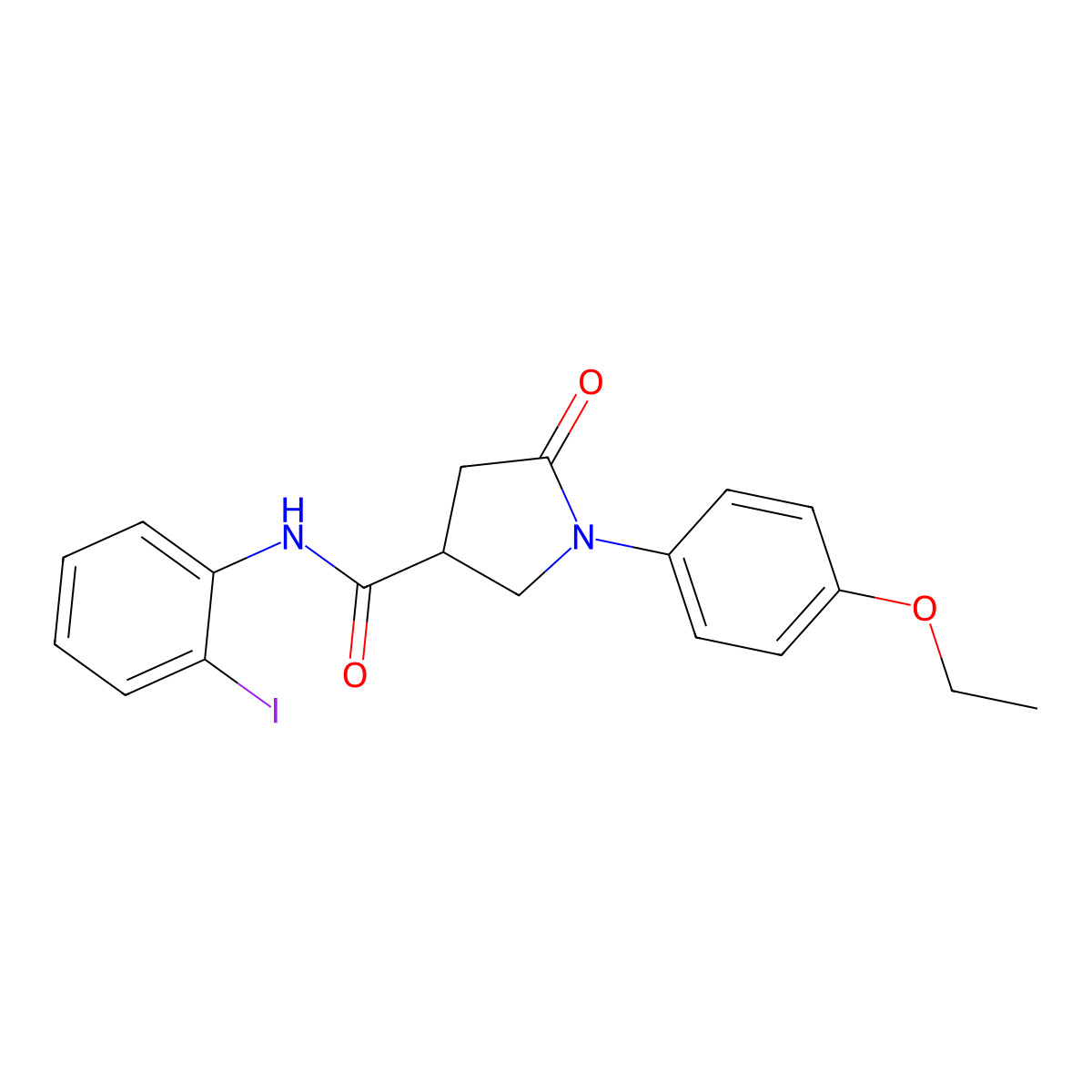 1-(4-ethoxyphenyl)-N-(2-iodophenyl)-5-oxopyrrolidine-3-carboxamide molecular structure, CAS 488793-41-5