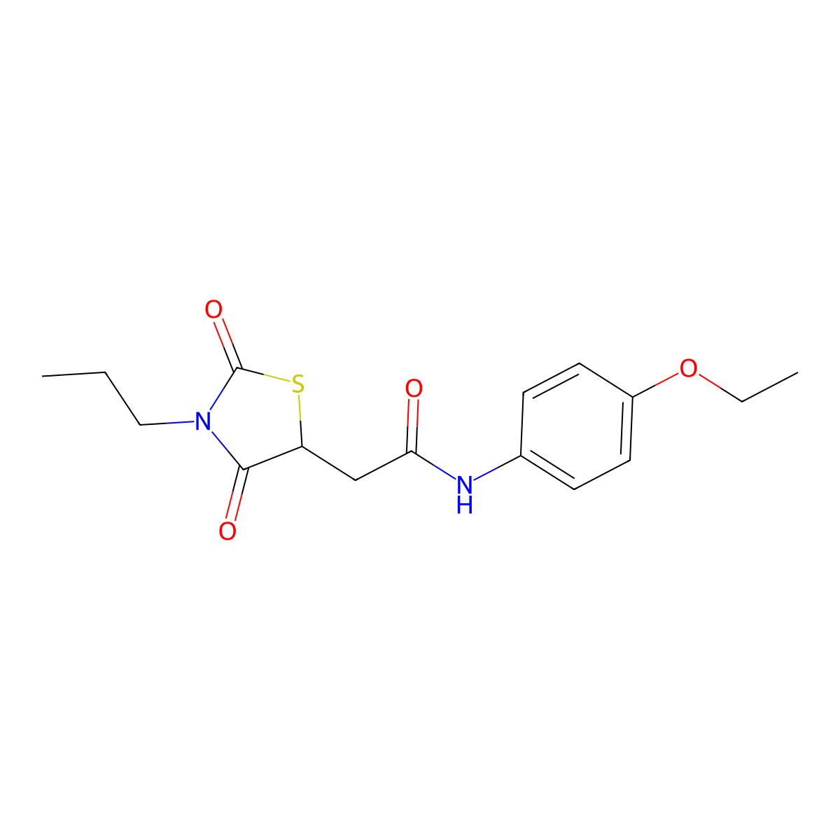 2-(2,4-dioxo-3-propyl-1,3-thiazolidin-5-yl)-N-(4-ethoxyphenyl)acetamide molecular structure, CAS 488793-59-5