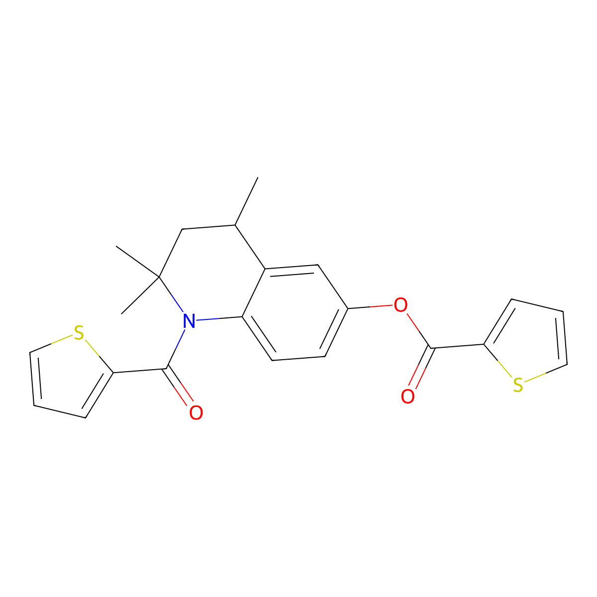 2,2,4-Trimethyl-1-(thiophen-2-ylcarbonyl)-1,2,3,4-tetrahydroquinolin-6-yl thiophene-2-carboxylate molecular structure, CAS 488794-11-2