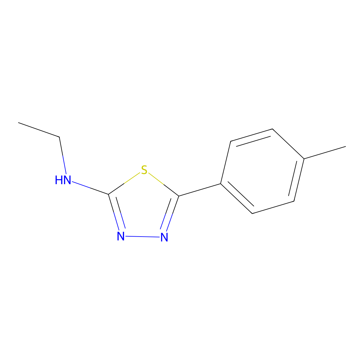 N-Ethyl-5-(p-tolyl)-1,3,4-thiadiazol-2-amine molecular structure, CAS 488794-36-1