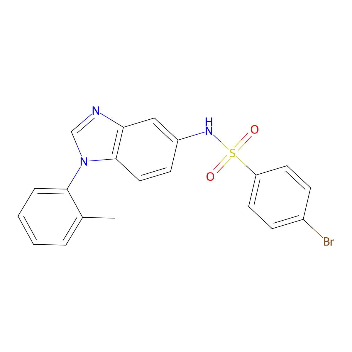 4-bromo-N-[1-(2-methylphenyl)benzimidazol-5-yl]benzenesulfonamide molecular structure, CAS 488794-43-0