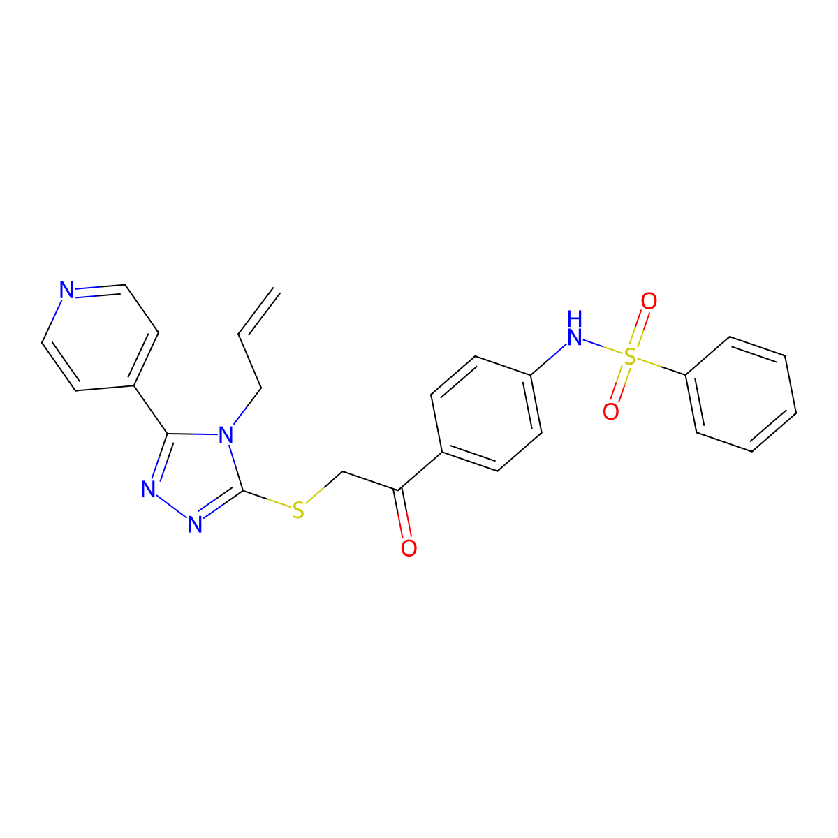 N-(4-(2-((4-allyl-5-(pyridin-4-yl)-4H-1,2,4-triazol-3-yl)thio)acetyl)phenyl)benzenesulfonamide molecular structure, CAS 488794-59-8