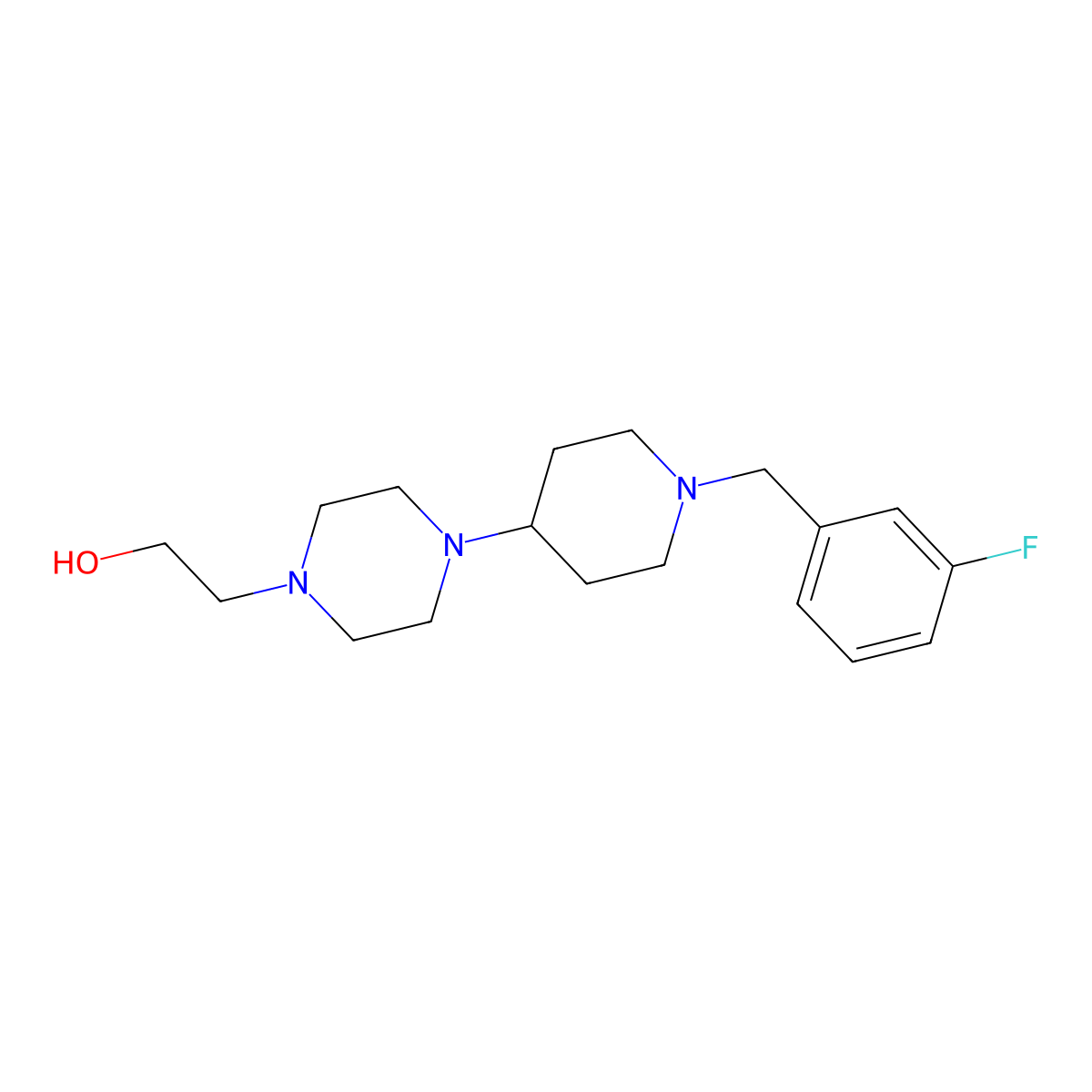 2-{4-[1-(3-Fluorobenzyl)piperidin-4-yl]piperazin-1-yl}ethanol molecular structure, CAS 488794-98-5