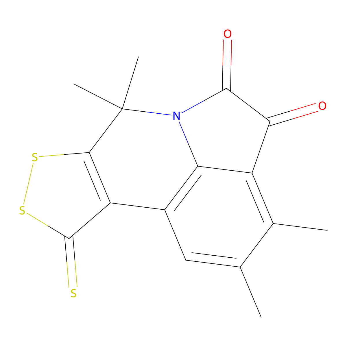 2,3,7,7-Tetramethyl-10-thioxo-7,10-dihydro[1,2]dithiolo[3,4-c]pyrrolo[3,2,1-ij]quinoline-4,5-dione molecular structure, CAS 488795-40-0