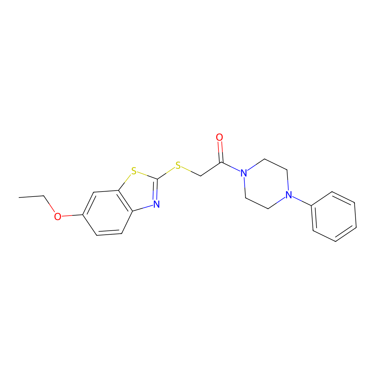 2-[(6-Ethoxy-1,3-benzothiazol-2-yl)sulfanyl]-1-(4-phenylpiperazin-1-yl)ethanone molecular structure, CAS 488795-48-8