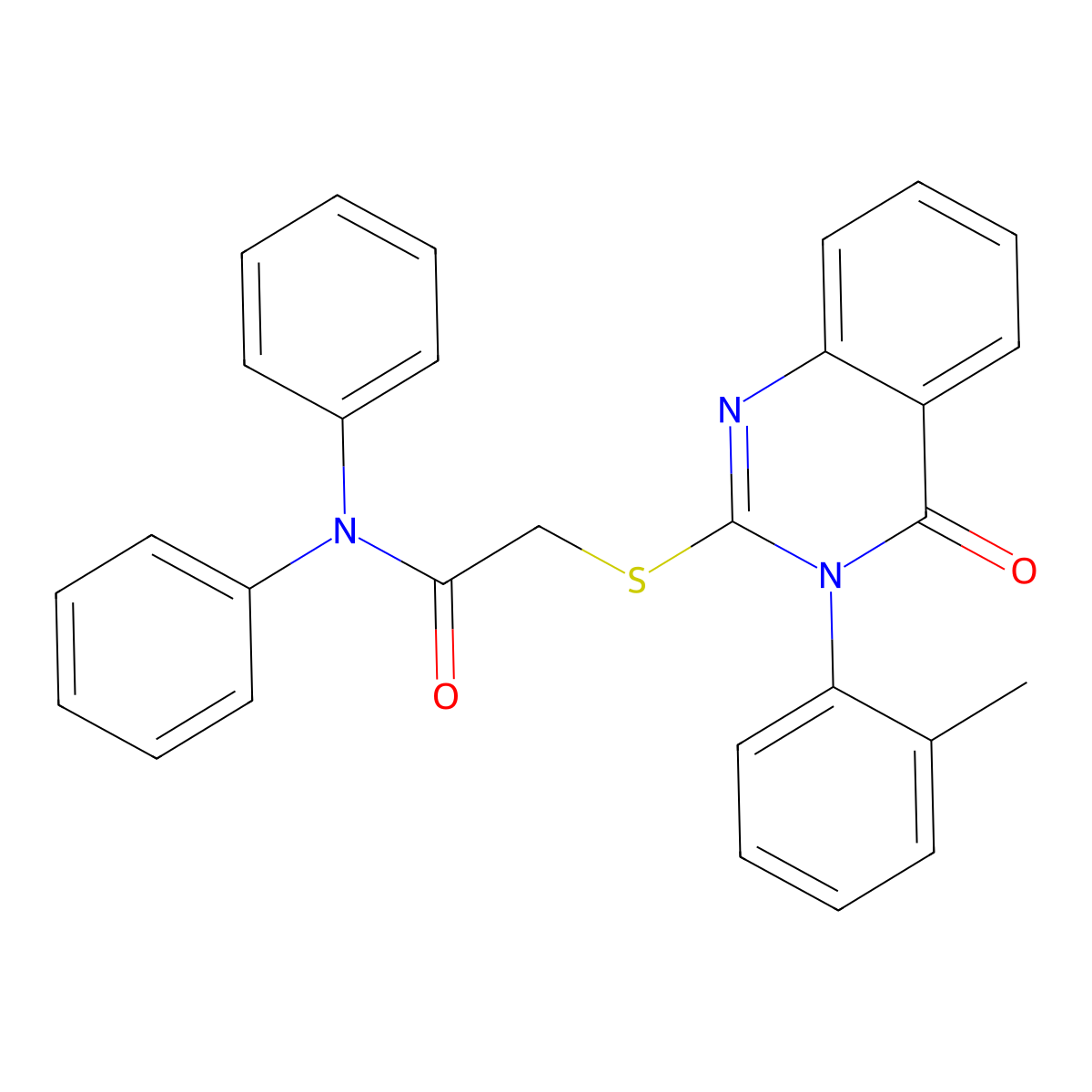 2-[3-(2-methylphenyl)-4-oxoquinazolin-2-yl]sulfanyl-N,N-diphenylacetamide molecular structure, CAS 488795-91-1