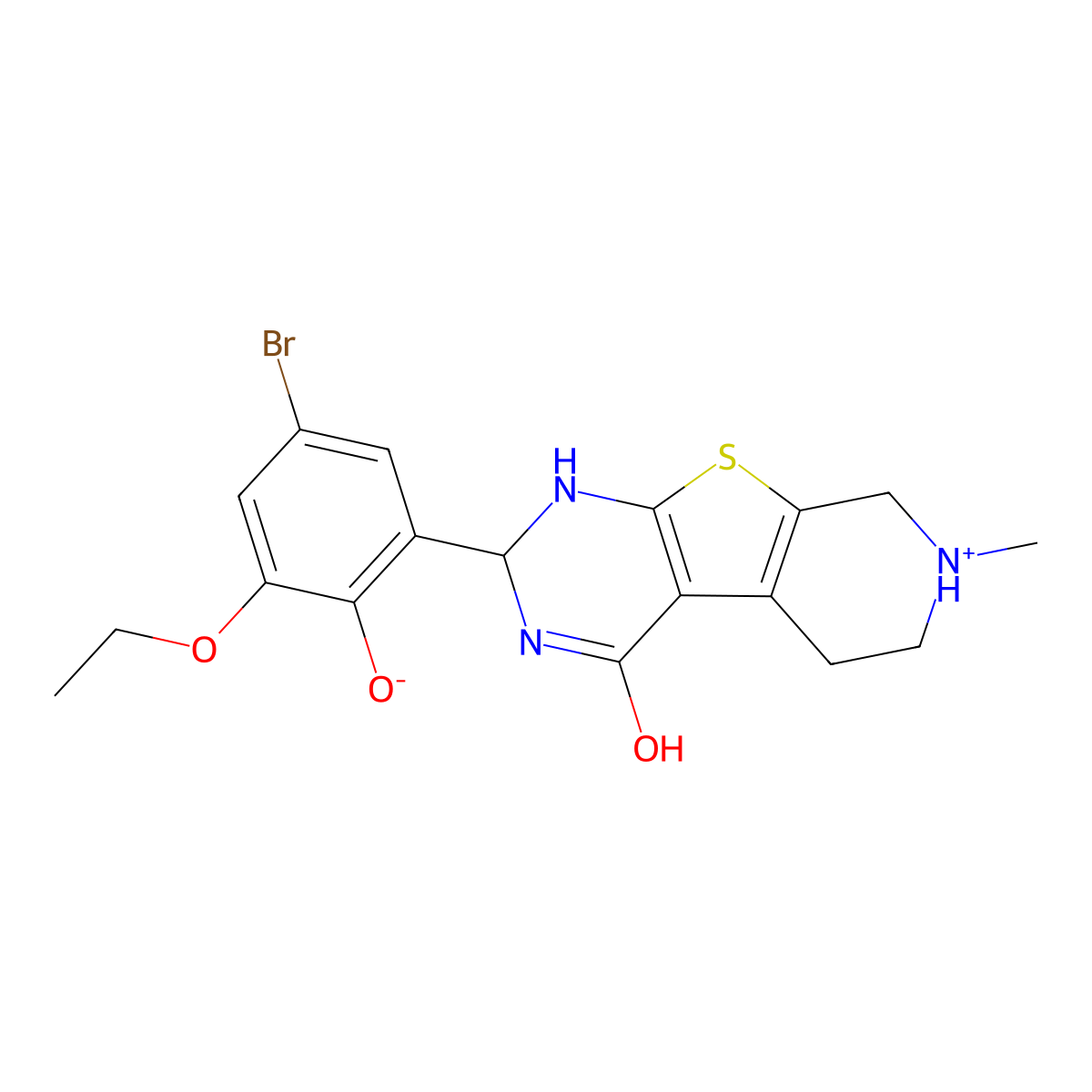 2-(5-bromo-3-ethoxy-2-hydroxyphenyl)-7-methyl-2,3,5,6,7,8-hexahydropyrido[4',3':4,5]thieno[2,3-d]pyrimidin-4(1H)-one molecular structure, CAS 488796-29-8