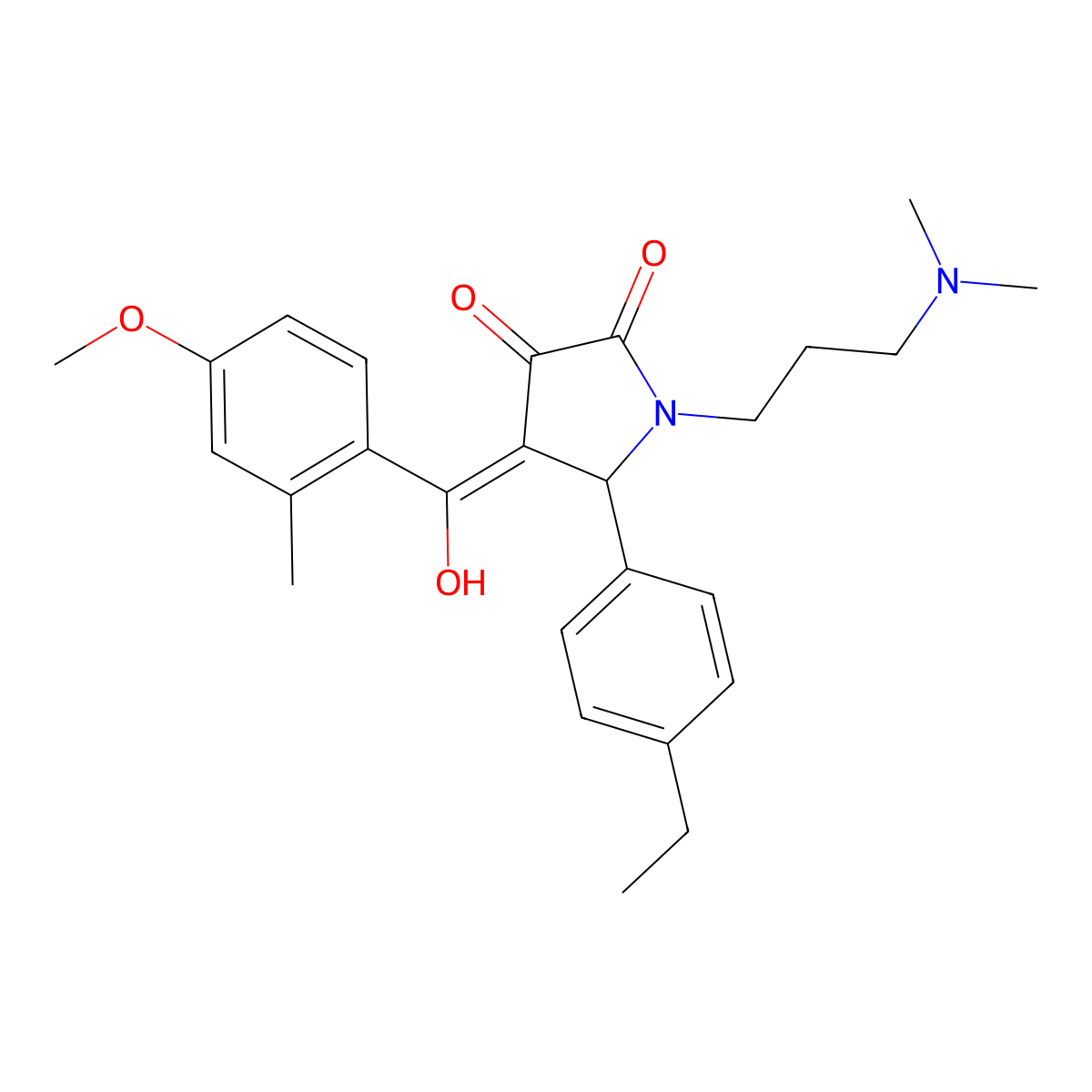 1-[3-(dimethylamino)propyl]-5-(4-ethylphenyl)-3-hydroxy-4-(4-methoxy-2-methylbenzoyl)-2,5-dihydro-1H-pyrrol-2-one molecular structure, CAS 488796-67-4