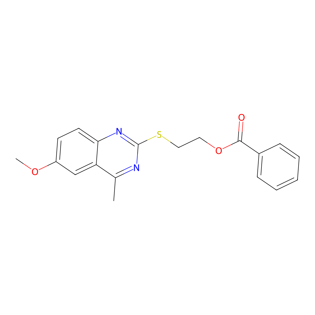 2-[(6-Methoxy-4-methylquinazolin-2-yl)thio]ethyl benzoate molecular structure, CAS 488796-70-9