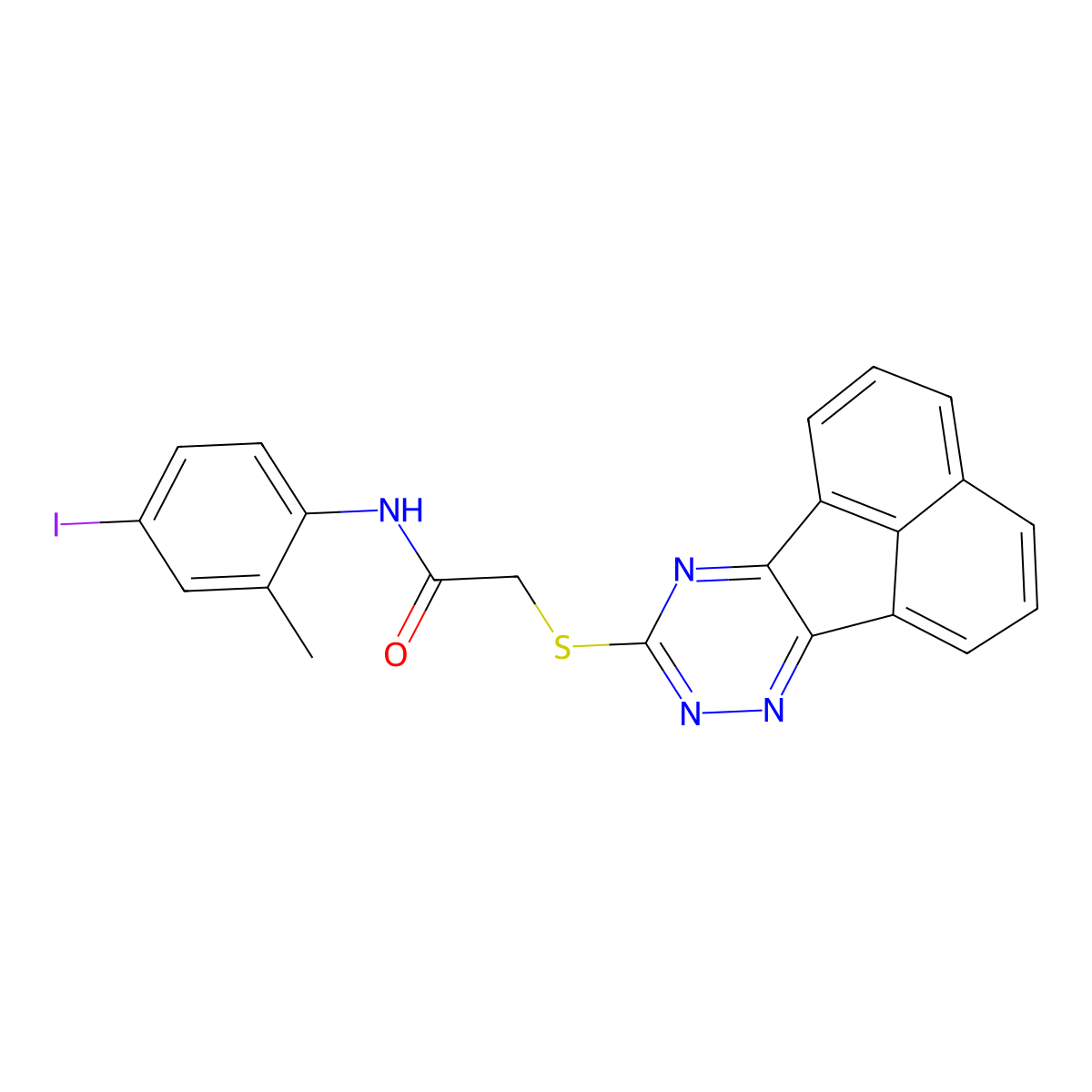 2-(acenaphtho[1,2-e][1,2,4]triazin-9-ylsulfanyl)-N-(4-iodo-2-methylphenyl)acetamide molecular structure, CAS 488797-00-8