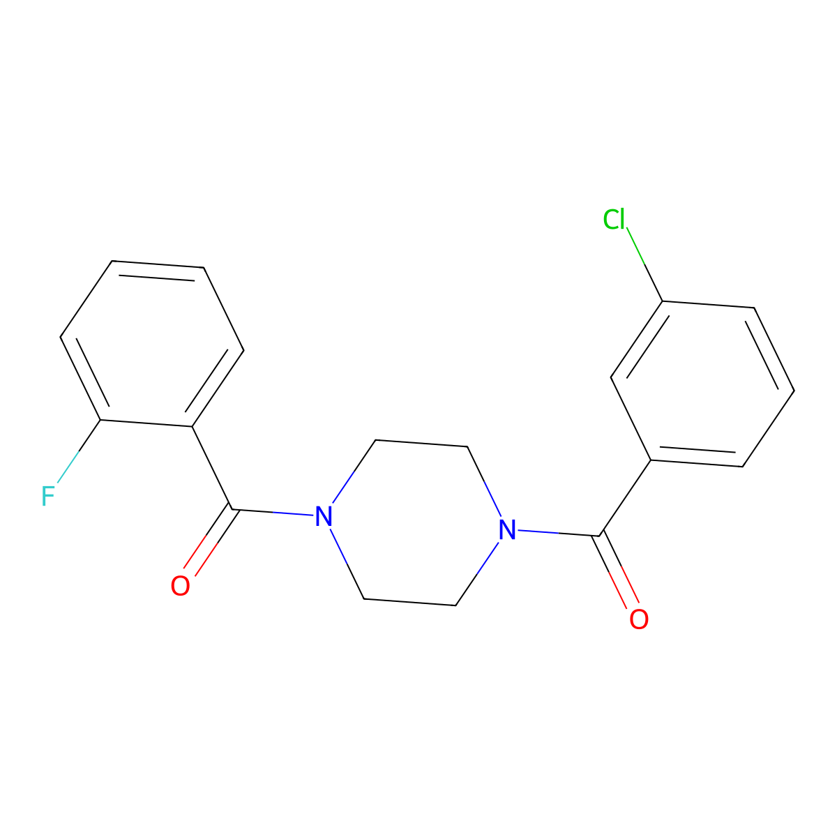 1-(3-Chlorobenzoyl)-4-(2-fluorobenzoyl)piperazine molecular structure, CAS 488797-20-2