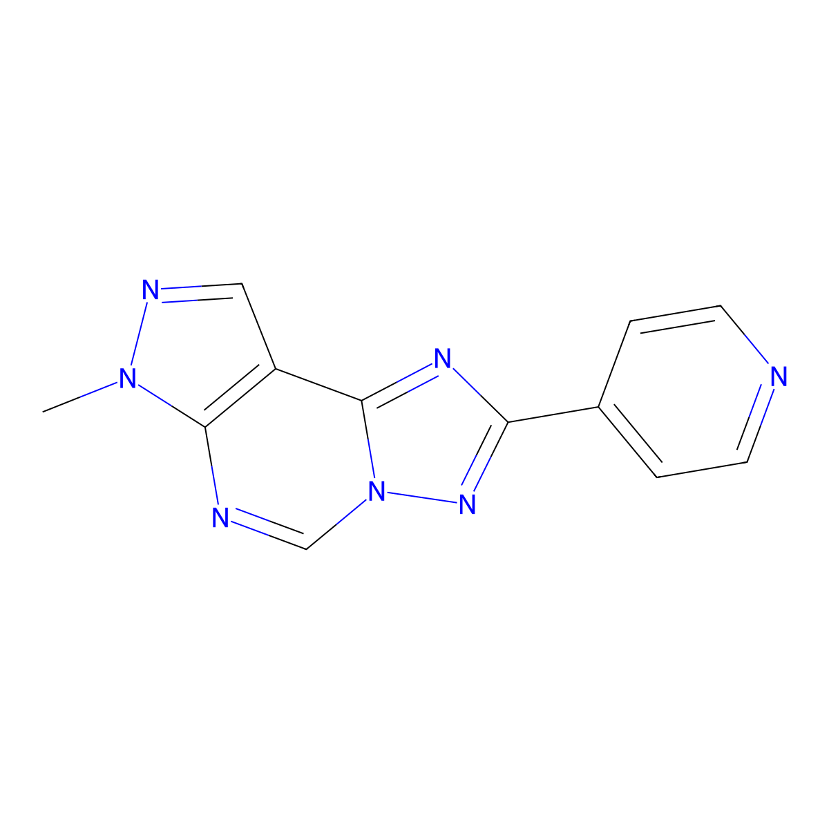 7-methyl-2-(pyridin-4-yl)-7H-pyrazolo[4,3-e][1,2,4]triazolo[1,5-c]pyrimidine molecular structure, CAS 488797-21-3