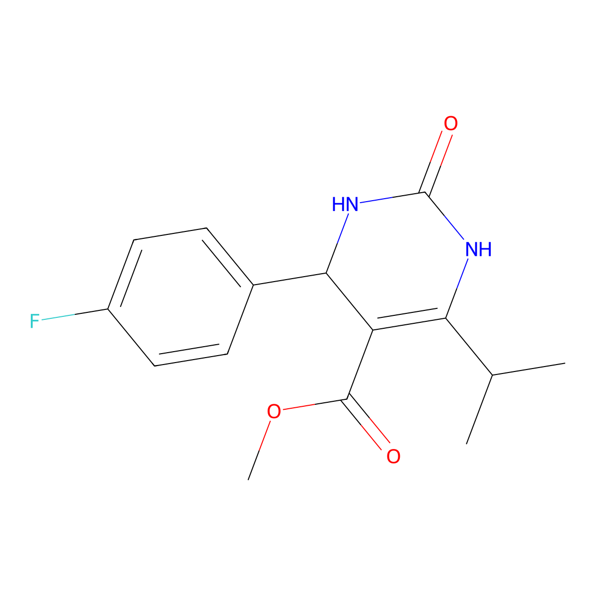 Methyl 4-(4-fluorophenyl)-6-isopropyl-2-oxo-1,2,3,4-tetrahydropyrimidine-5-carboxylate molecular structure, CAS 488798-36-3