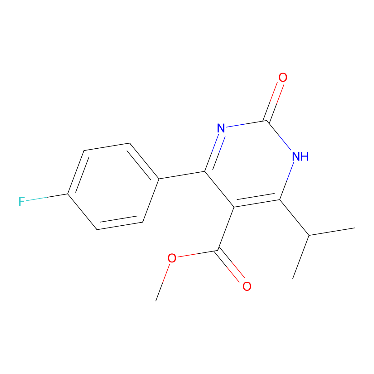 Methyl 6-(4-fluorophenyl)-1,2-dihydro-4-(1-methylethyl)-2-oxo-5-pyrimidinecarboxylate molecular structure, CAS 488798-37-4