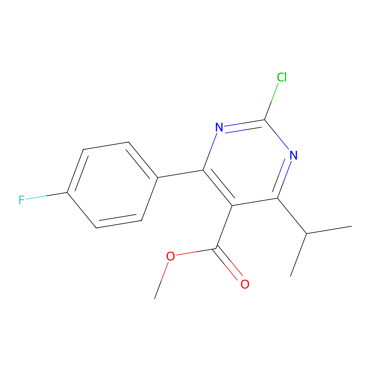 Methyl 2-chloro-4-(4-fluorophenyl)-6-isopropylpyrimidine-5-carboxylate molecular structure, CAS 488798-38-5