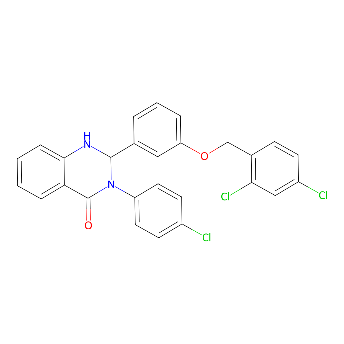 3-(4-Chlorophenyl)-2-[3-[(2,4-dichlorophenyl)methoxy]phenyl]-1,2-dihydroquinazolin-4-one molecular structure, CAS 488801-10-1