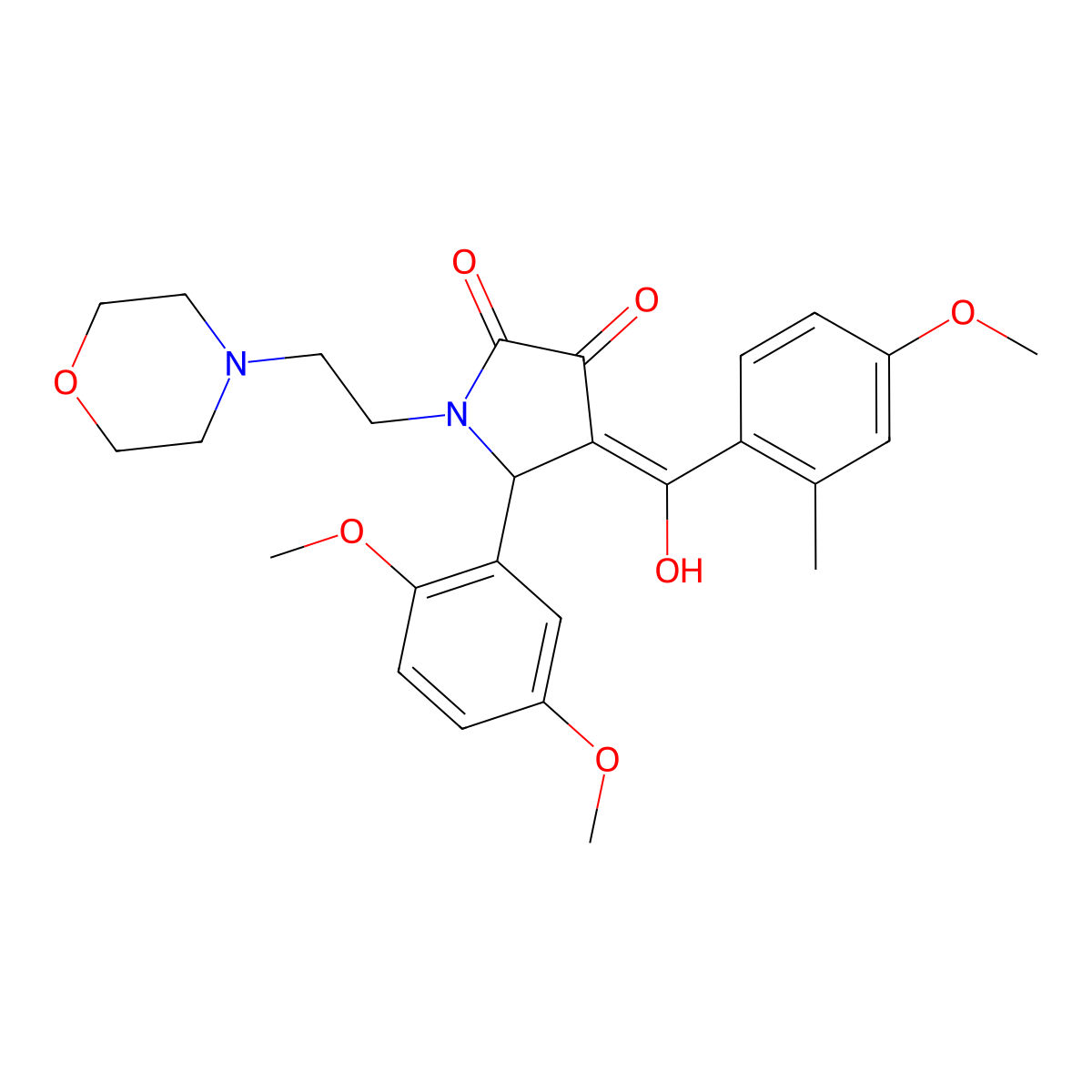 5-(2,5-dimethoxyphenyl)-3-hydroxy-4-(4-methoxy-2-methylbenzoyl)-1-[2-(morpholin-4-yl)ethyl]-2,5-dihydro-1H-pyrrol-2-one molecular structure, CAS 488801-45-2