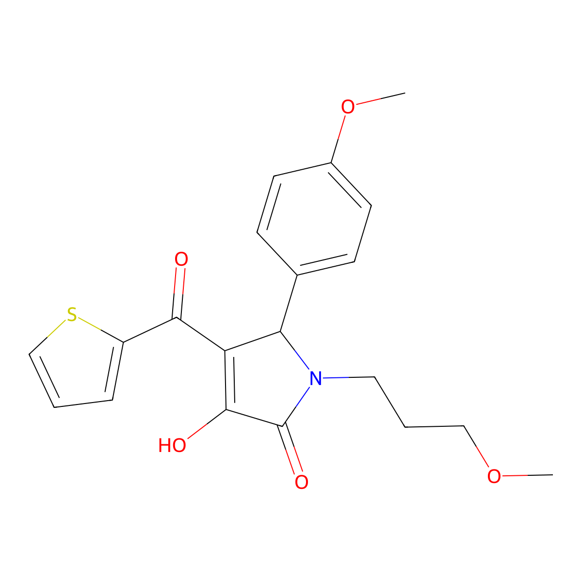 (4E)-4-[hydroxy(thiophen-2-yl)methylidene]-5-(4-methoxyphenyl)-1-(3-methoxypropyl)pyrrolidine-2,3-dione molecular structure, CAS 488801-53-2