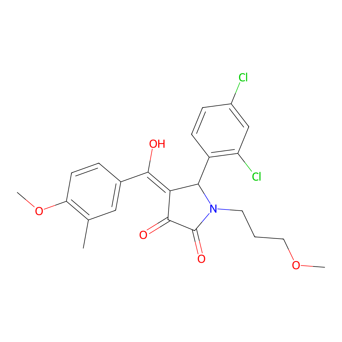 5-(2,4-dichlorophenyl)-3-hydroxy-4-(4-methoxy-3-methylbenzoyl)-1-(3-methoxypropyl)-2,5-dihydro-1H-pyrrol-2-one molecular structure, CAS 488801-99-6