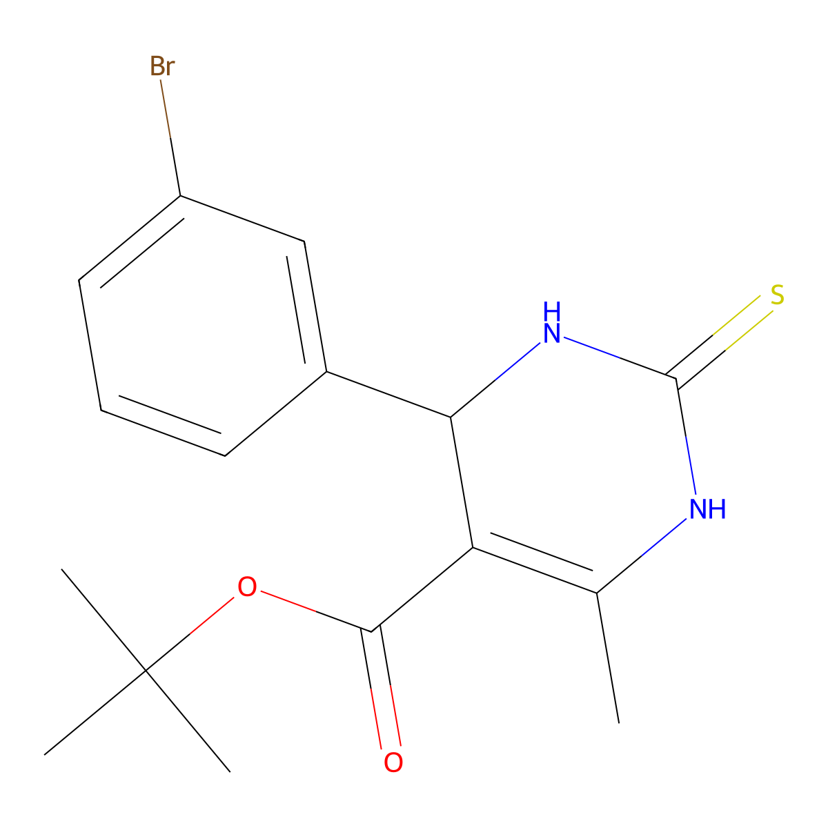 tert-butyl 4-(3-bromophenyl)-6-methyl-2-sulfanylidene-3,4-dihydro-1H-pyrimidine-5-carboxylate molecular structure, CAS 488802-10-4