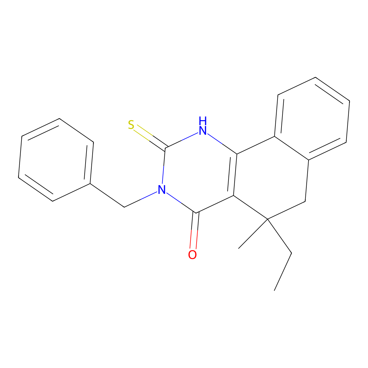 3-Benzyl-5-ethyl-5-methyl-2-sulfanylidene-1,6-dihydrobenzo[h]quinazolin-4-one molecular structure, CAS 488802-13-7