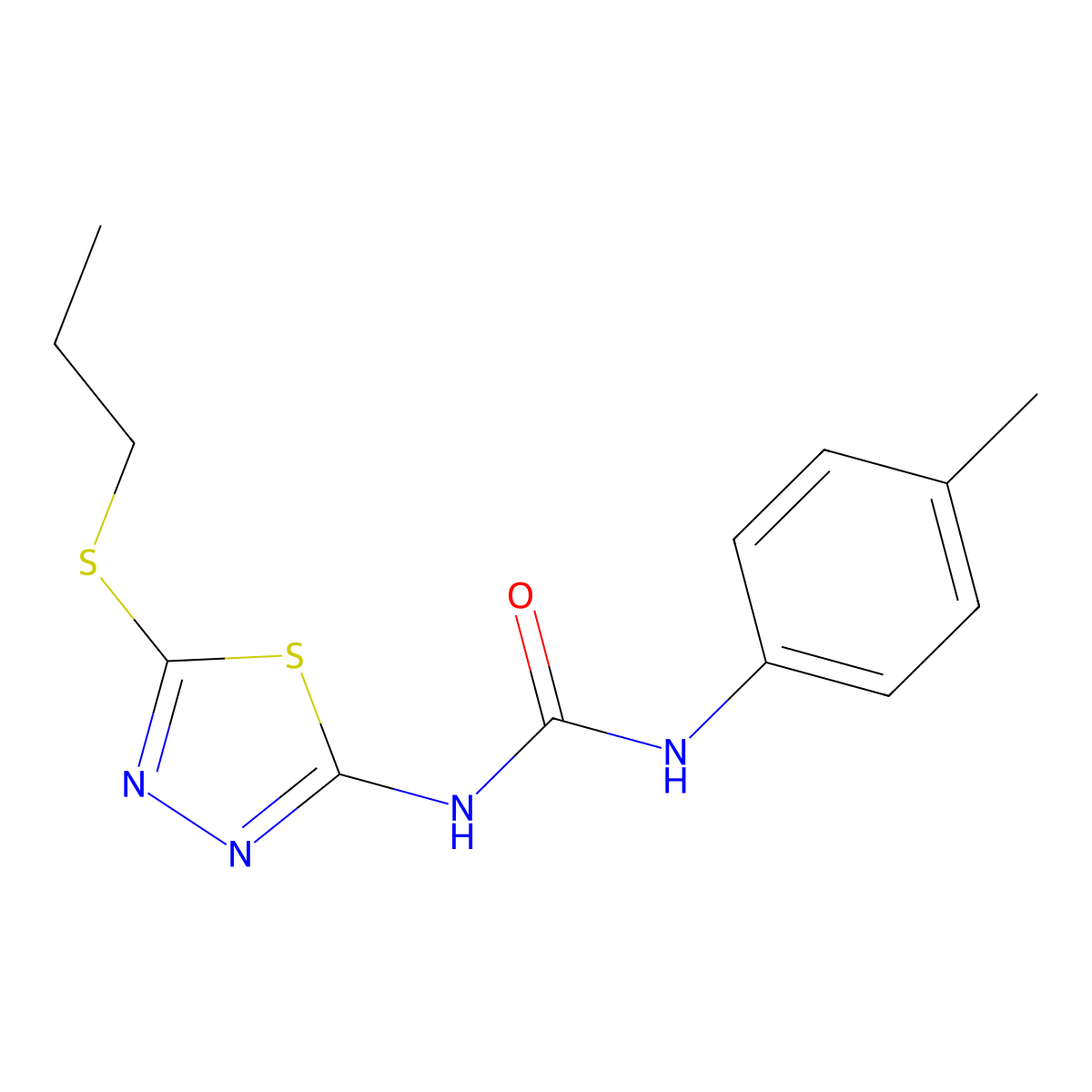 1-(5-Propylsulfanyl-[1,3,4]thiadiazol-2-yl)-3-p-tolyl-urea molecular structure, CAS 488802-71-7